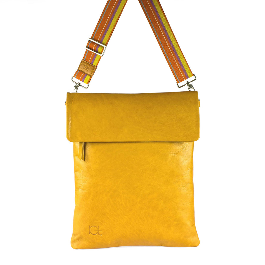 Leather Bag  Borsa Zaino topazio handmade with an elastic shoulder strap 
