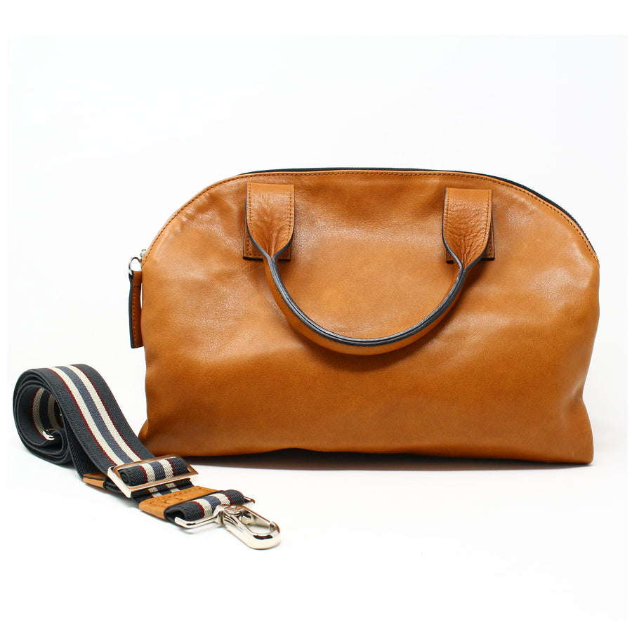 Leather Bag  Mini Professionale color cognac handmade with an elastic shoulder strap