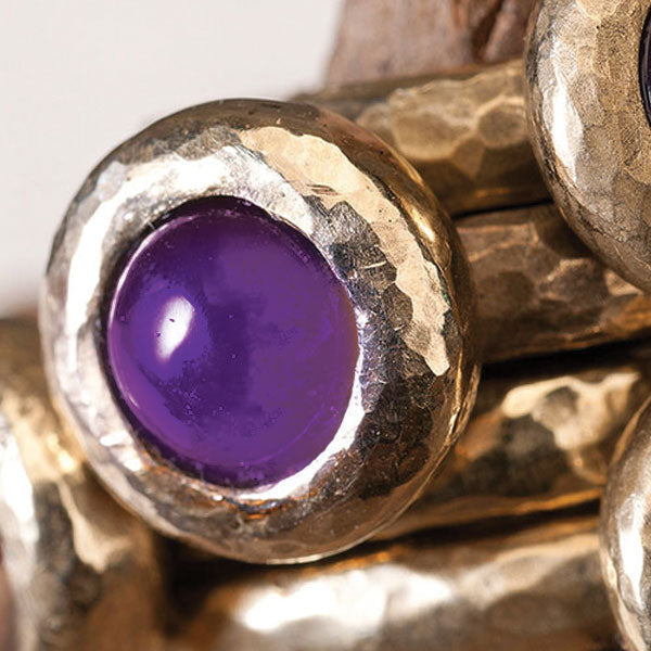 ring Solista hammered bronze and gemstones handmade