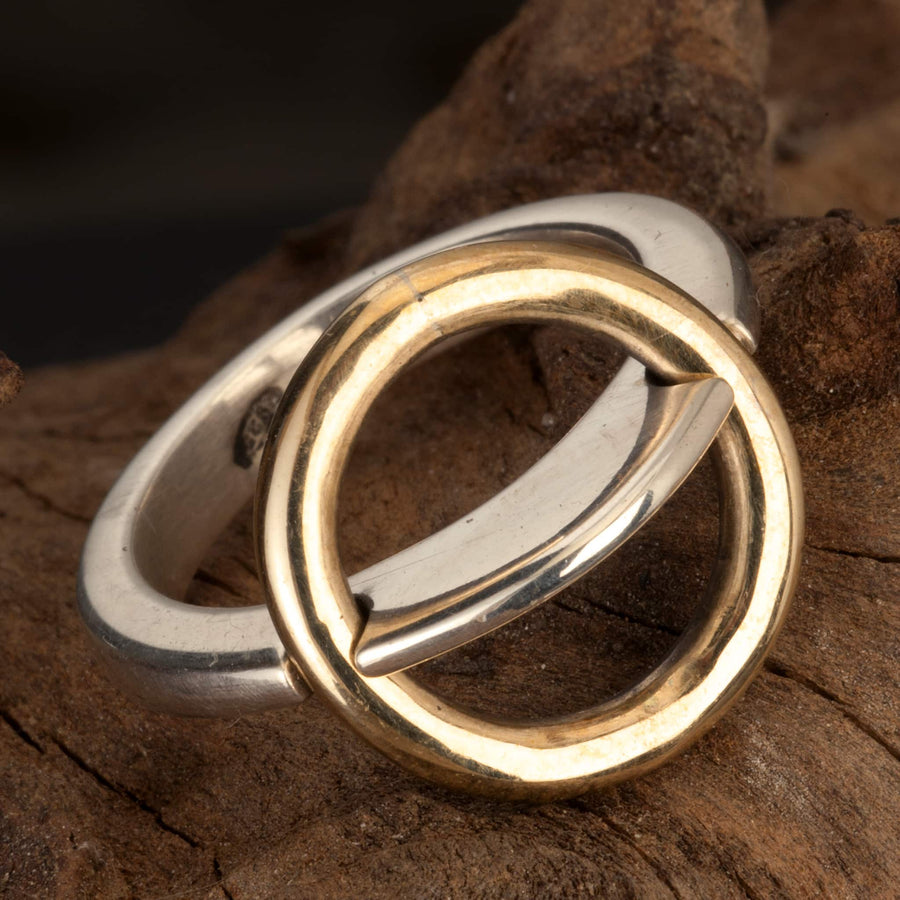 silver and bronze ring handmade