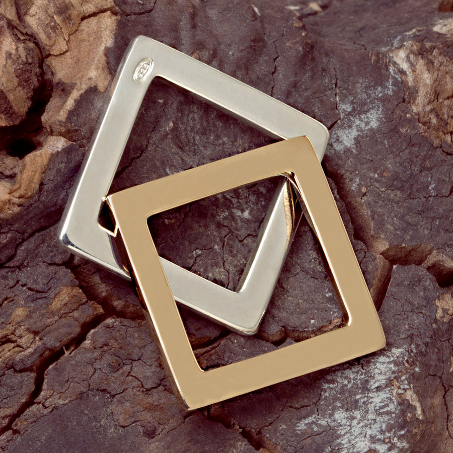 Square Ring smooth silver or bronze by Elena Lera