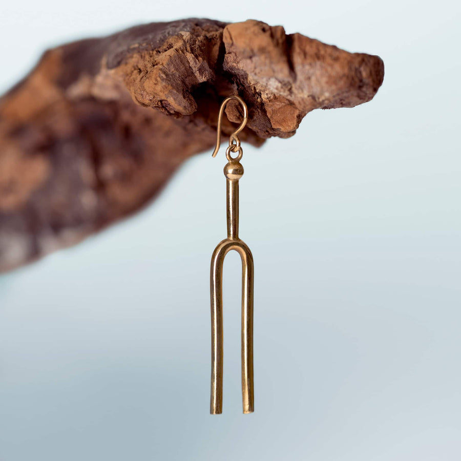 Tuning Fork medium earrings bronze handmade