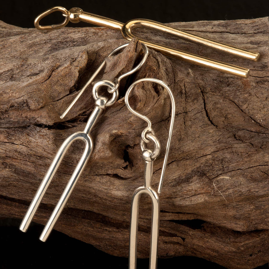 Tuning Fork earrings silver or bronze handmade