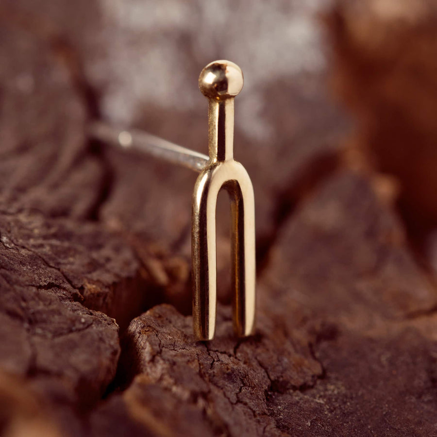 Tuning Fork micro earrings  bronze handmade