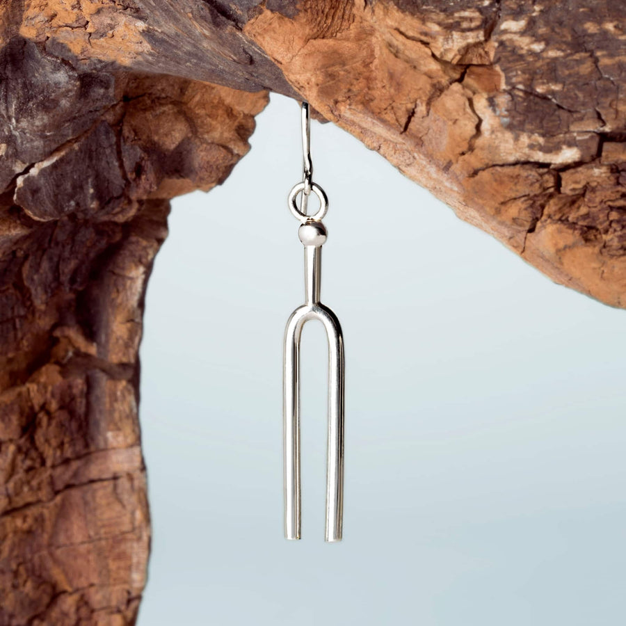 Tuning Fork medium earrings silver handmade