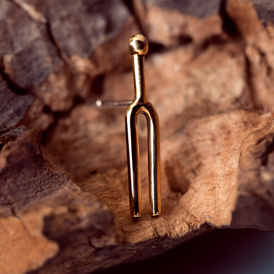 Tuning Fork small earrings  bronze handmade