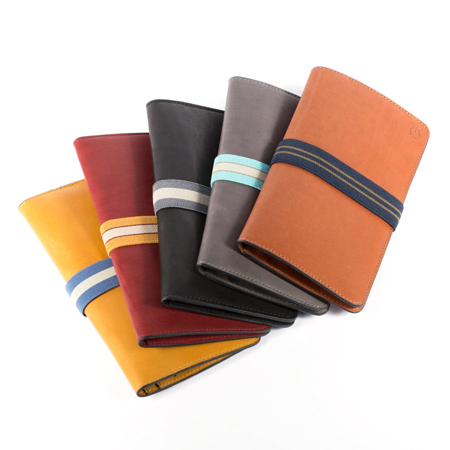leather woman wallets with elastic band 